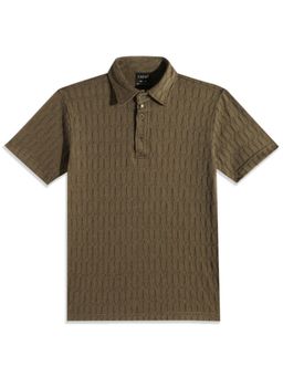 CAVIO - Boys Green Regular Fit Half Sleeves Textured Polo T-Shirt