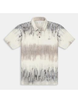 CAVIO - Boys Grey Cotton Regular Fit Half Sleeves Tie & Dye Polo T-Shirt