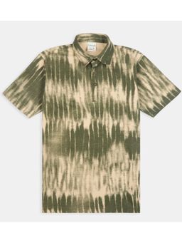 CAVIO - Boys Green Cotton Regular Fit Half Sleeves Tie & Dye Polo T-Shirt