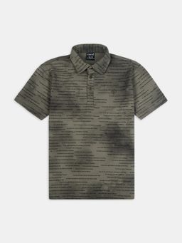 CAVIO - Boys Olive Cotton Regular Fit Half Sleeves Tie & Dye Polo T-Shirt