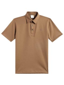 CAVIO - Boys Brown Regular Fit Half Sleeves Plain Polo T-Shirt