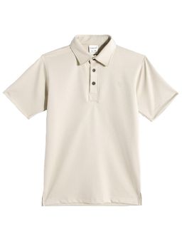 CAVIO - Boys Cream Regular Fit Half Sleeves Plain Polo T-Shirt