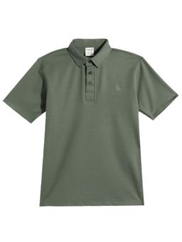 CAVIO - Boys Green Regular Fit Half Sleeves Plain Polo T-Shirt