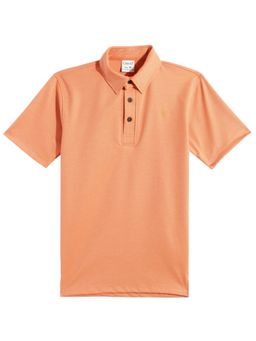 CAVIO - Boys Orange Regular Fit Half Sleeves Plain Polo T-Shirt