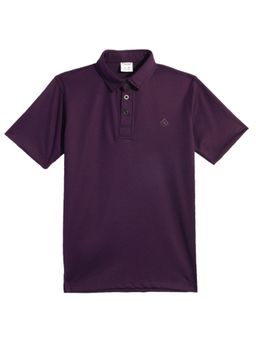 CAVIO - Boys Purple Regular Fit Half Sleeves Plain Polo T-Shirt