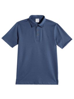 CAVIO - Boys Blue Regular Fit Half Sleeves Plain Polo T-Shirt