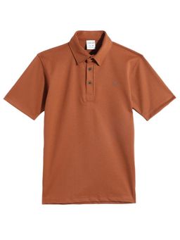 CAVIO - Boys Rust Regular Fit Half Sleeves Plain Polo T-Shirt
