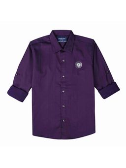 CHARCHIT - Boys Indigo Regular Fit Textured Full Sleeves Casual Shirt