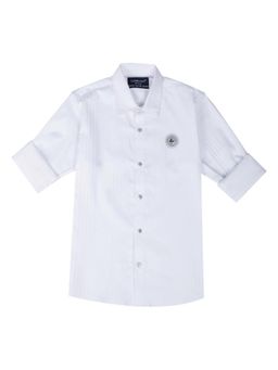 CHARCHIT - Boys White Regular Fit Textured Full Sleeves Casual Shirt