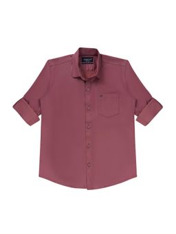 CHARCHIT - Boys Magenta Regular Fit Plain Full Sleeves Casual Shirt