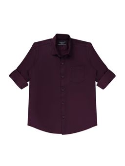 CHARCHIT - Boys Wine Regular Fit Plain Full Sleeves Casual Shirt