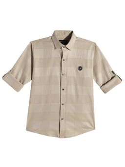 CHARCHIT - Boys Khaki Regular Fit Textured Full Sleeves Casual Shirt