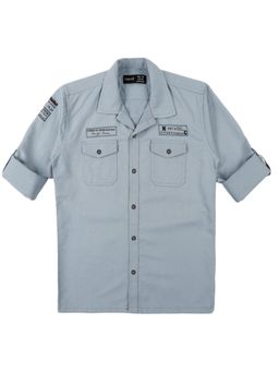 CAVIO - Boys Blue Cotton Regular Fit Plain Full Sleeves Casual Shirt