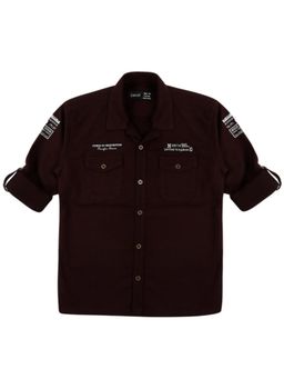 CAVIO - Boys Purple Cotton Regular Fit Plain Full Sleeves Casual Shirt