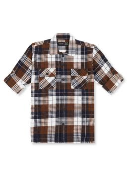 CAVIO - Boys Khaki Cotton Regular Fit Checks Full Sleeves Casual Shirt