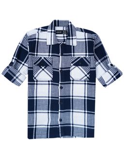 CAVIO - Boys Navy Blue Cotton Regular Fit Checks Full Sleeves Casual Shirt