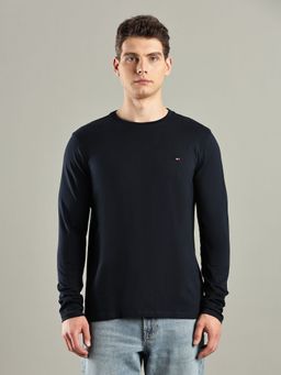 Tommy Hilfiger - Navy Blue Solid Regular Fit Cotton T-Shirt