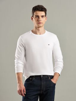 Tommy Hilfiger - White Solid Regular Fit Cotton T-Shirt