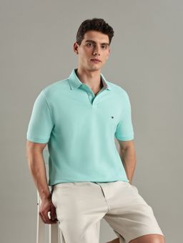 Tommy Hilfiger - Blue Solid Regular Fit Cotton Polo T-Shirt