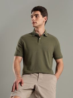 Tommy Hilfiger - Olive Solid Regular Fit Cotton Polo T-Shirt