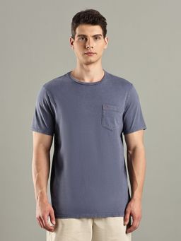 Tommy Hilfiger - Blue Solid Regular Fit Cotton T-Shirt