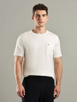 Tommy Hilfiger - Off White Solid Regular Fit Cotton T-Shirt