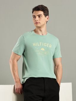 Tommy Hilfiger - Green Logo Regular Fit Cotton T-Shirt