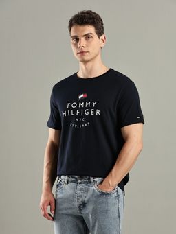 Tommy Hilfiger - Navy Blue Logo Regular Fit Cotton T-Shirt