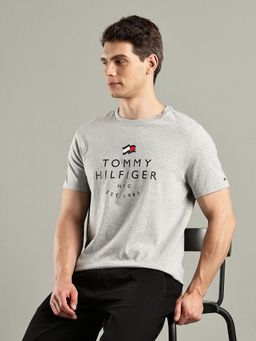 Tommy Hilfiger - Grey Logo Regular Fit Cotton T-Shirt
