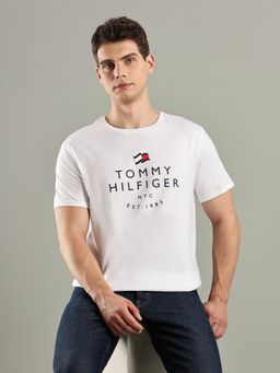 Tommy Hilfiger - White Logo Regular Fit Cotton T-Shirt