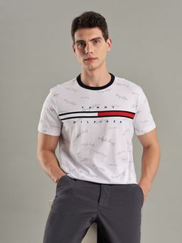Tommy Hilfiger - White Logo Regular Fit Cotton T-Shirt