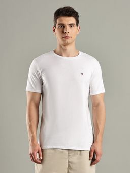 Tommy Hilfiger - White Solid Regular Fit Cotton T-Shirt