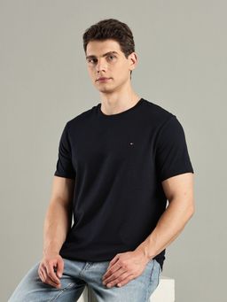 Tommy Hilfiger - Navy Blue Solid Regular Fit Cotton T-Shirt