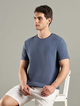 Tommy Hilfiger - Blue Solid Regular Fit Cotton T-Shirt