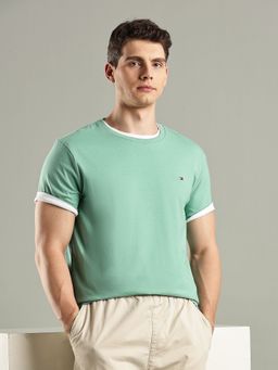 Tommy Hilfiger - Green Solid Regular Fit Cotton T-Shirt