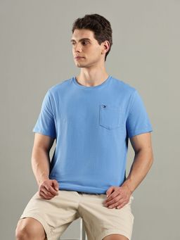 Tommy Hilfiger - Blue Solid Regular Fit Cotton T-Shirt