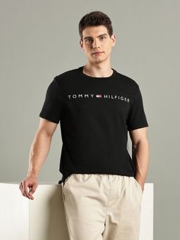 Tommy Hilfiger - Black Logo Regular Fit Cotton T-Shirt