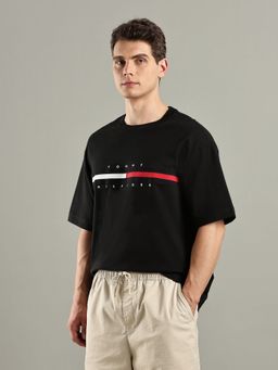 Tommy Hilfiger - Black Logo Regular Fit Cotton T-Shirt