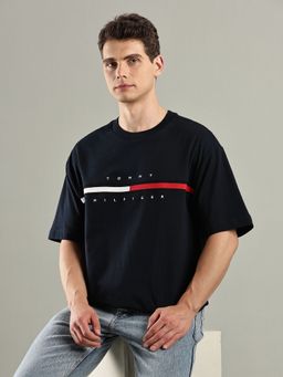 Tommy Hilfiger - Navy Blue Logo Regular Fit Cotton T-Shirt
