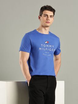 Tommy Hilfiger - Blue Logo Regular Fit Cotton T-Shirt
