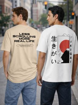 Nobero - Cotton Men Oversized Fit Graphic Printed T-Shirt (Pack of 2)