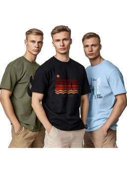 Nobero - Cotton Men Regular Graphic Printed T-Shirt (Pack of 3)