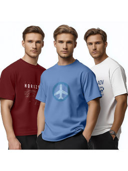 Nobero - Men Regular Fit Graphic Printed T-Shirt (Pack of 3)