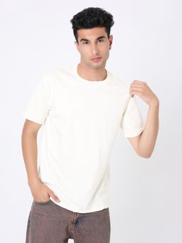 BLNK - Relaxed Fit Off-White Solid T-Shirt