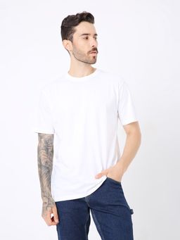 BLNK - Relaxed Fit White Solid T-Shirt