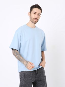 BLNK - Oversized Light Blue Solid T-Shirt