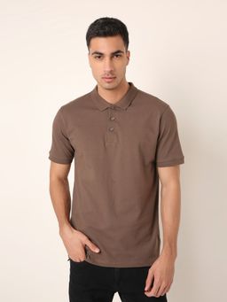 BLNK - Men Solid Brown Polo T-Shirt
