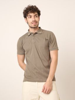 BLNK - Beige Jacquard Classic Polo T-Shirt