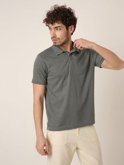 BLNK - Olive Jacquard Classic Polo T-Shirt