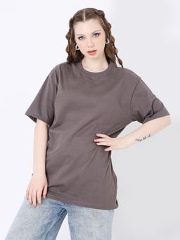 BLNK - Oversized Fit Stell Grey Solid T-Shirt